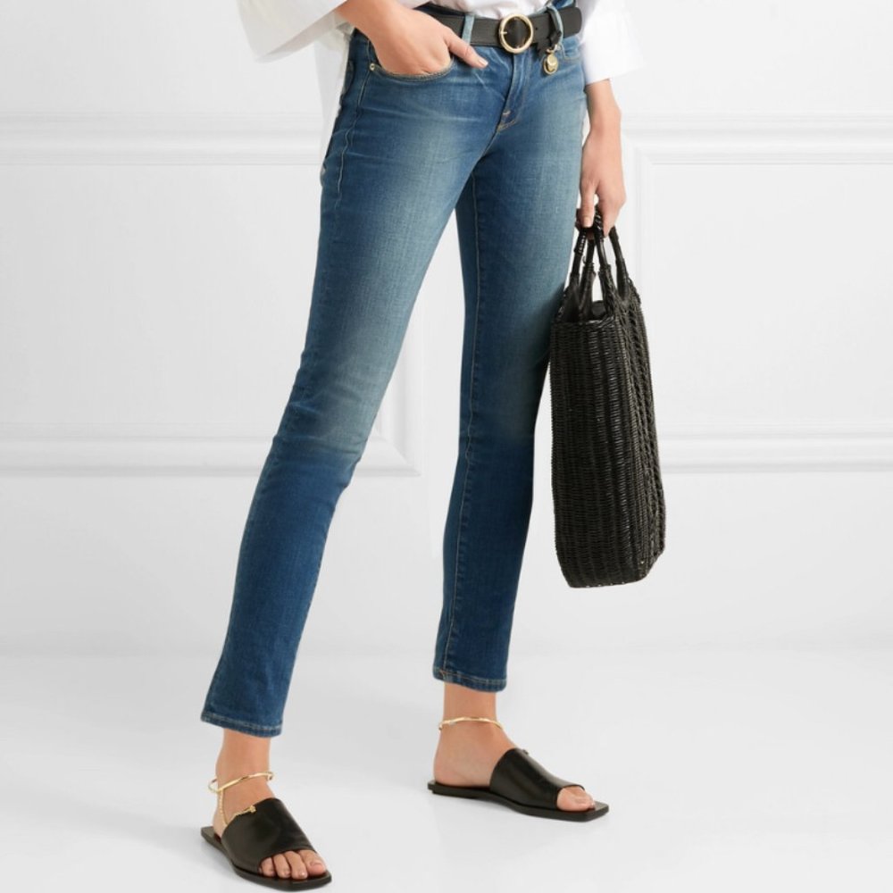 NWT GRLFRND Yasmin Mid Rise Button Fly Jeans in Joan Jett Wash Size 24